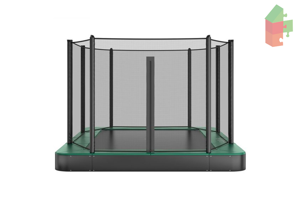 Trampolin AKROBAT ORBIT FLAT 335x244 (11x8ft) Grün, inklusive Sicherheitsnetz