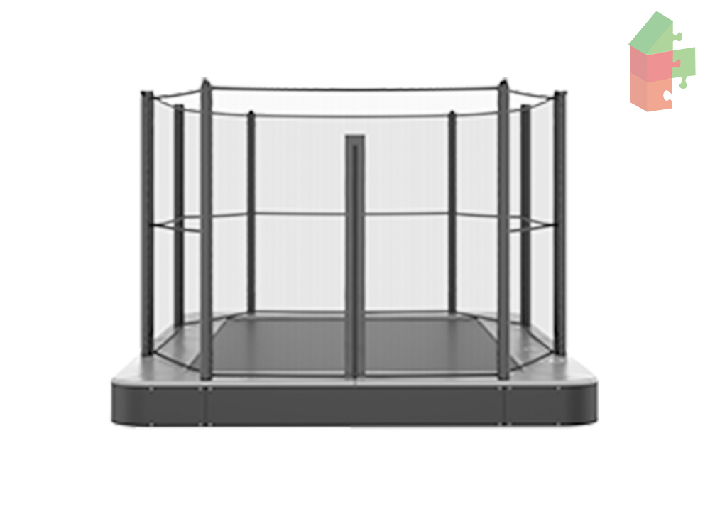 Trampolin AKROBAT ORBIT FLAT 335x244 (11x8ft) Anthrazit inklusive Sicherheitsnetz