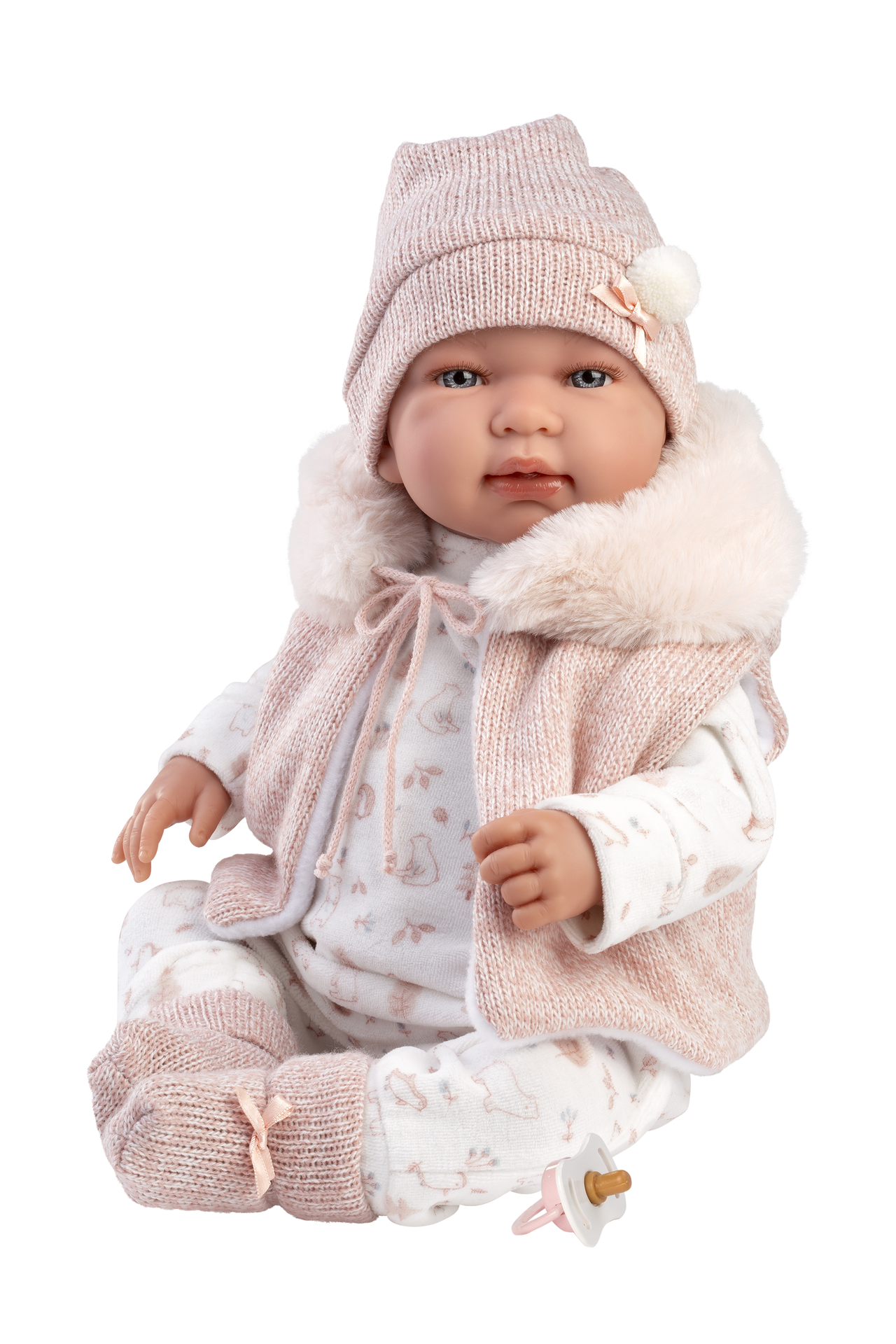 Llorens pop TINA rn 44 cm roze romper met coupuchon