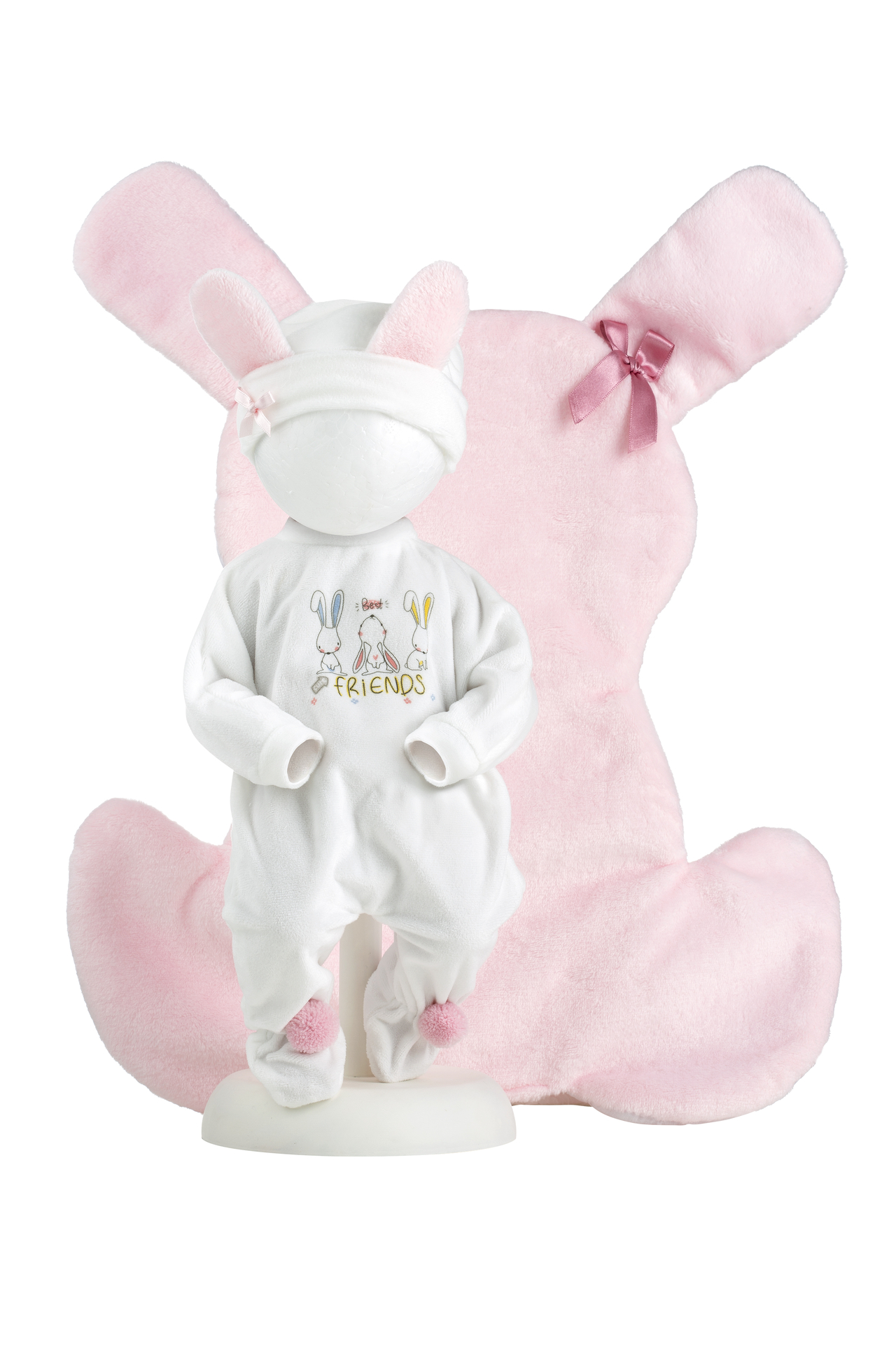 Kledingset Llorens 35cm wit-roze pakje