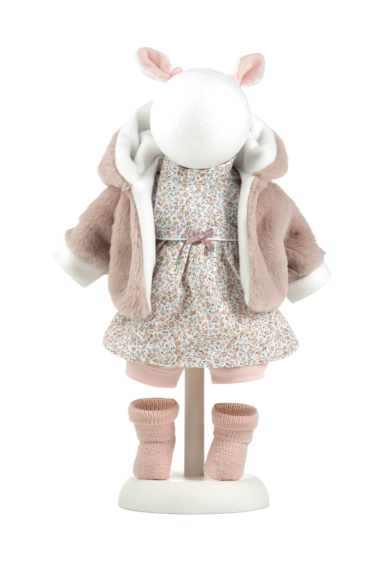 kledingset Llorens 42cm gestippelde jurk met roze jas