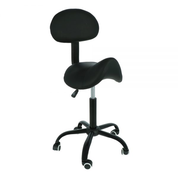 Zadelkruk Zwart - Met Rugleuning - Verstelbaar - Werkstoel