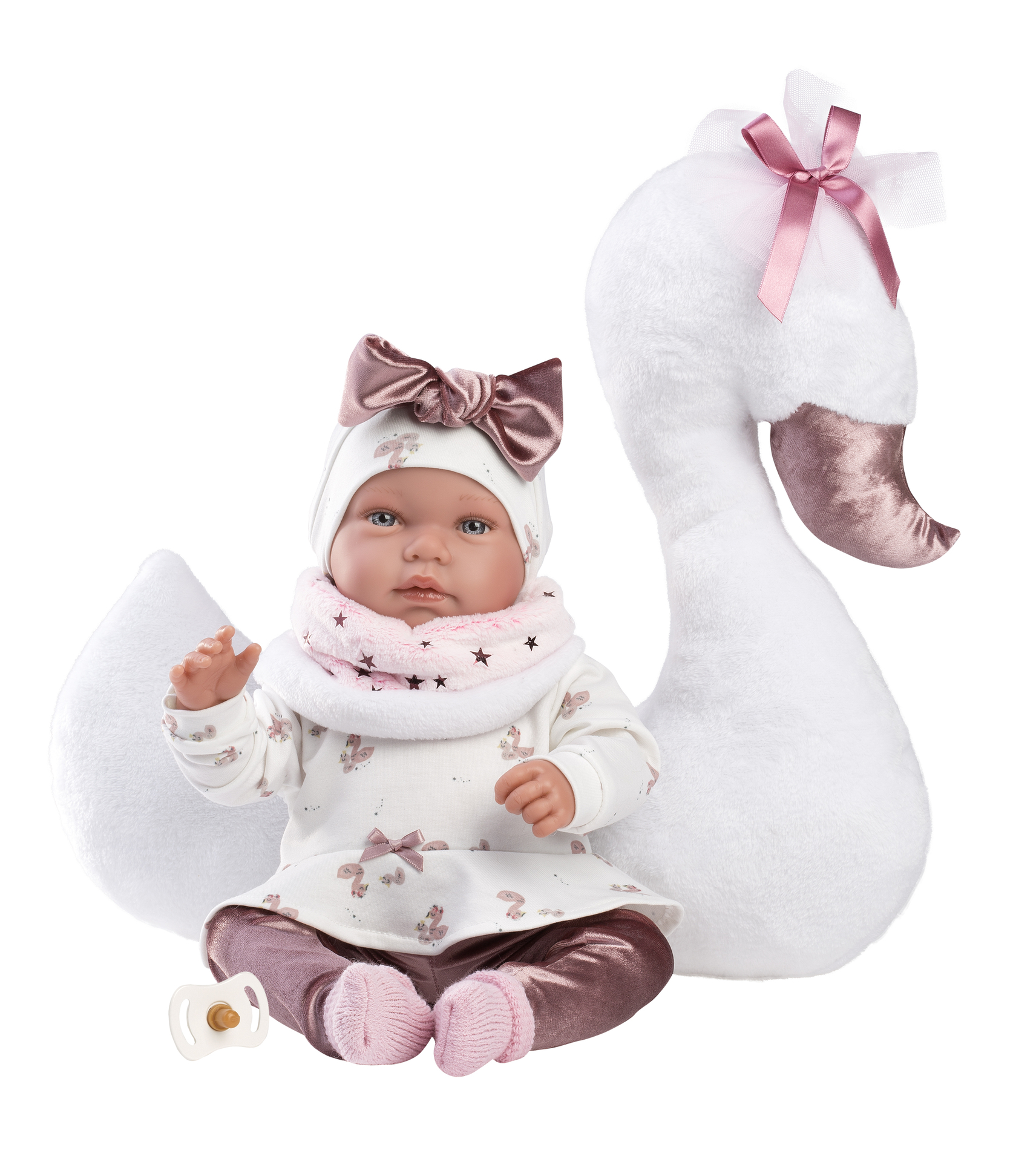 Llorens Babypop Tina 44 cm - Met Zwanen Kussen - Vinyl