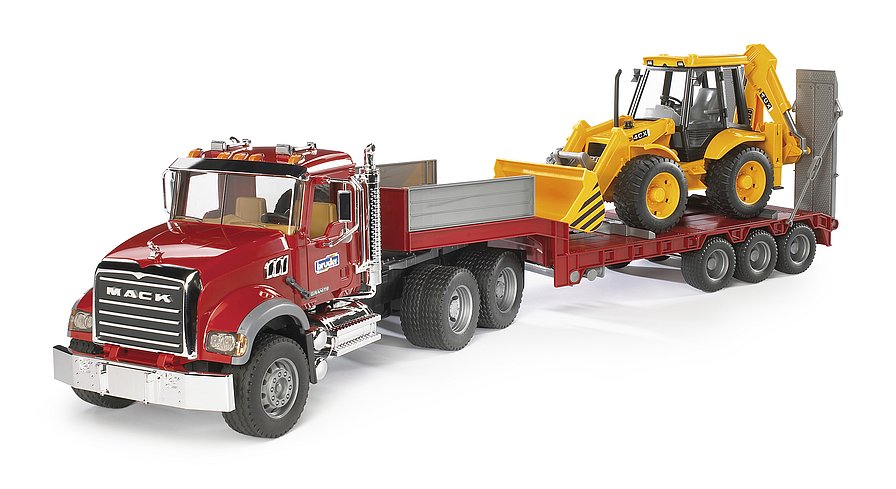 Bruder Mack Granite Met Dieplader En Jcb 4Cx Baggerlader 1:16