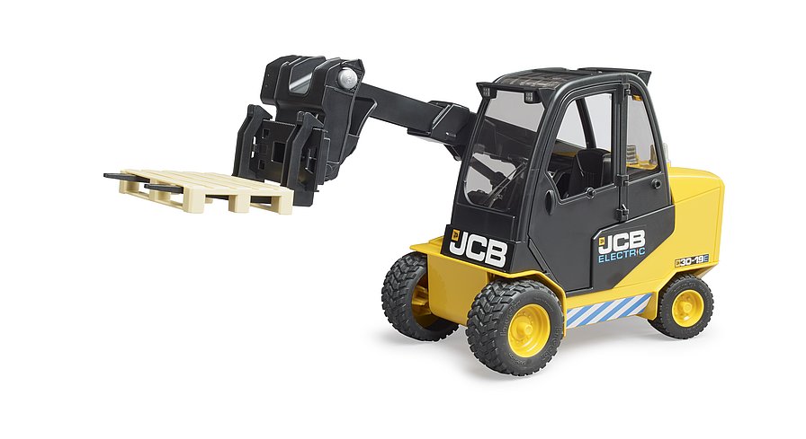 JCB Elektro-Gabelstapler mit Palette von Bruder, 1:16