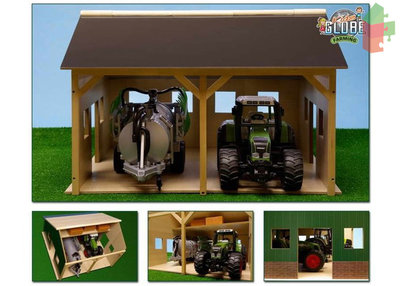 Kids Globe Landmaschinen-Scheune für 2 Bruder Traktoren 1:16