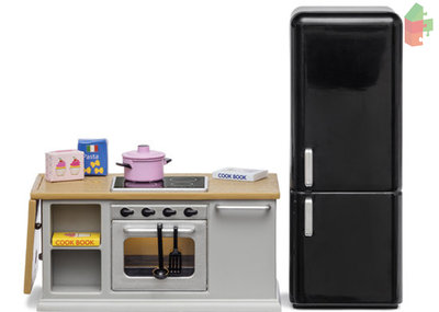 Lundby Puppenhaus-Set - Kücheninsel mit Kühlschrank