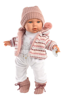 Llorens Puppe Baby Julia mit rosa/weißem Pullover - 42cm