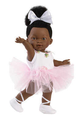 Llorens Dunkle Puppe Zoe Ballett mit weißer Schleife 28 cm