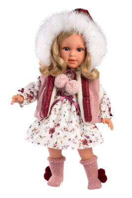 Llorens Puppe Lucia mit weißem Pelzkragen - 40 cm