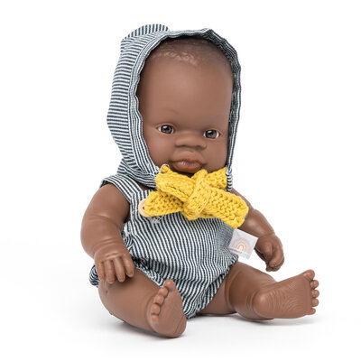 Miniland Babypuppe afrikanischer Junge gekleidet 21cm