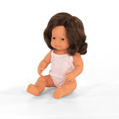 Miniland Puppe braunhaariges Mädchen mit Unterwäsche 38cm