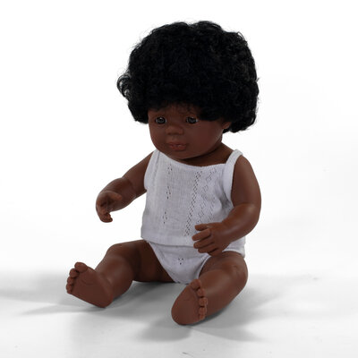Miniland Puppe afro-afrikanisches Mädchen mit Unterwäsche 38cm