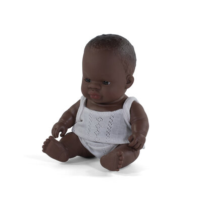 Miniland Babypuppe afrikanischer Junge mit Unterwäsche 21cm