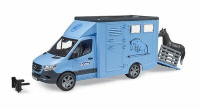 Bruder MB Sprinter Tiertransport Blau mit Pferd