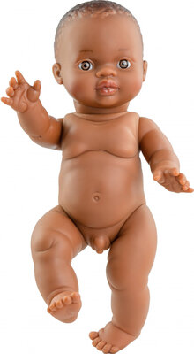 Paola Reina Gordi Babypuppe Bonifacio Dunkler Junge Unbekleidet In Tasche 34 cm