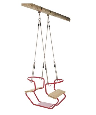 Swingking Doppelschaukel Metall + Holz Rot