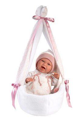 Llorens Pop Mimi Smiles Tragetasche Rosa Storch 42 cm