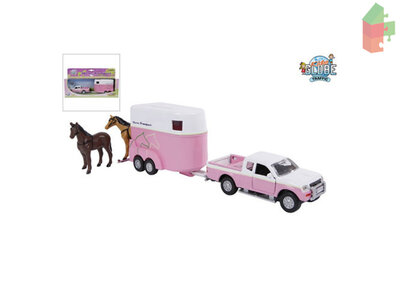 Kids Globe  Mitsubishi mit Pferdeanhänger 27 cm Rosa
