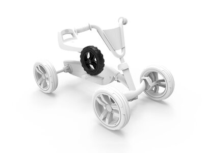 Wiel 9x2 Cross - Zwart/Zwart Achterkant Links