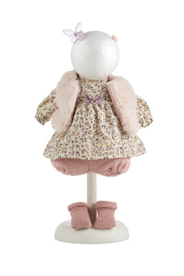 kledingset Llorens 38cm beige jurkje + roze vestje
