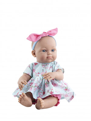 Babypop 32cm blank meisje met bloemenjurk en strik - Paola Reina