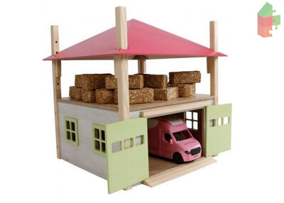 Kids Globe Set Kids-Globe-Hooiberg-Hout-Met-Berging+ Volvo Met Caravan