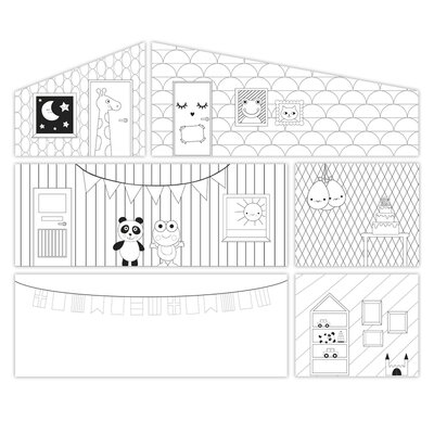 DIY poppenhuis achterwand om in te kleuren - Lundby Creative 44x19cm