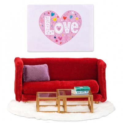 Lundby Smaland poppenhuis zitkamer meubels rood (schaal 1:18)