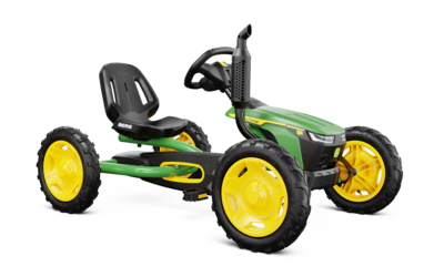 BERG skelter Buddy John Deere met luchtbanden en opbergvak groen