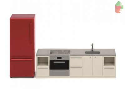Lundby poppenhuis keukenset bruin/grijs schaal 1:18 (3+)
