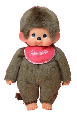 Monchhichi Junge Plüschpuppe 45 cm mit rotem Lätzchen