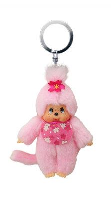 Monchhichi Schlüsselanhänger rosa Kirschblüte 10 cm Plüsch