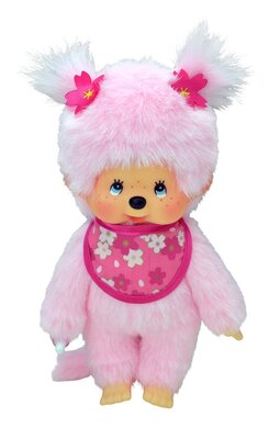 Monchhichi Kirschblüten-Mädchen 20cm Rosa Plüsch mit Lätzchen