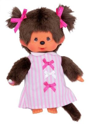 Monchhichi Plüschtier Mädchen 20 cm mit rosa Kleid und Schleifen