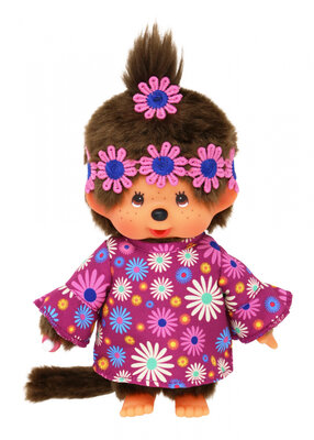 Monchhichi Plüschtier Mädchen Flower Power Kleid 20 cm braun