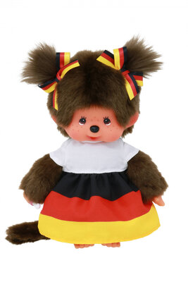 Monchhichi Mädchen im Deutschland-Kleid, 20 cm Plüschfigur