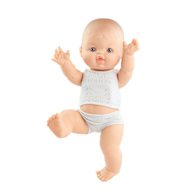 34 cm Babypuppe Gordi Alicia von Paola Reina mit grauer Unterwäsche