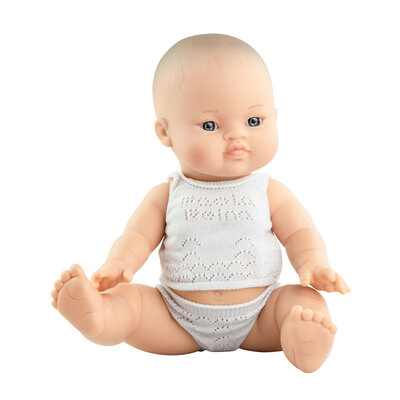 34 cm Babypuppe Paola Reina Gordi Blanca mit grauer Unterwäsche